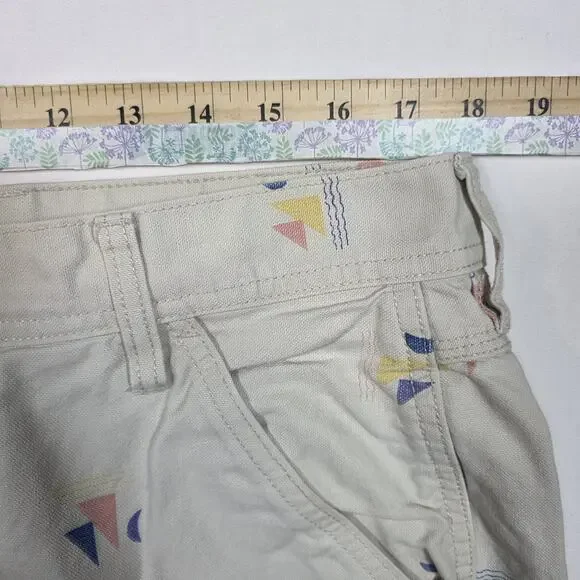 Wallace & Barnes Carpenter Canvas Double Knee AOP Geo Print Cream Tan Y2K 36x30 - Picture 7 of 10